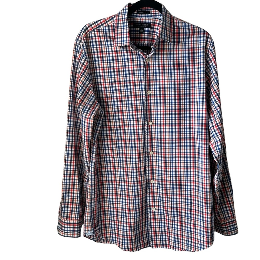 Banana Republic Plaid Grant Fit Cotton Long Sleeve Button Down Men’s Large